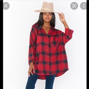 Show me your mumu lorolie tunic in Dundee red plaid size XLarge